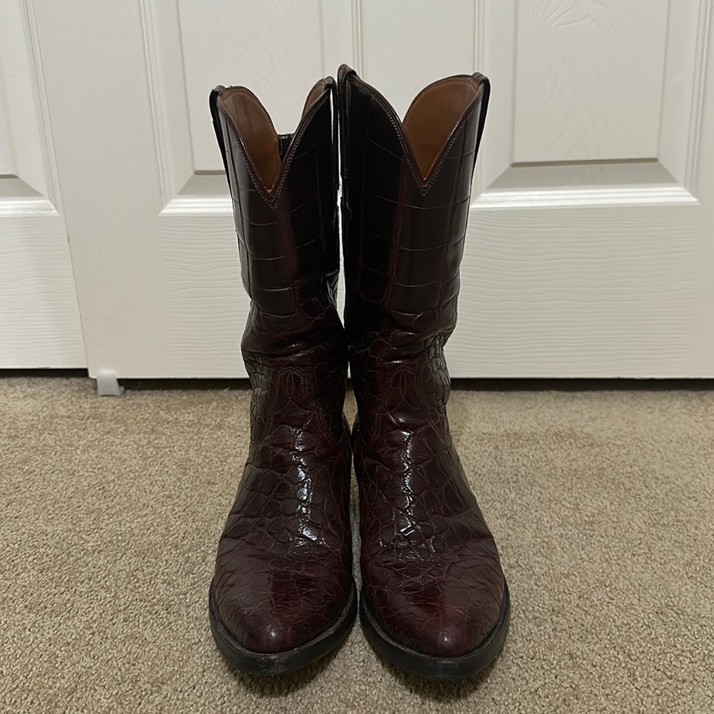 BURGANDY OSTRICH LEATHER BOOTS